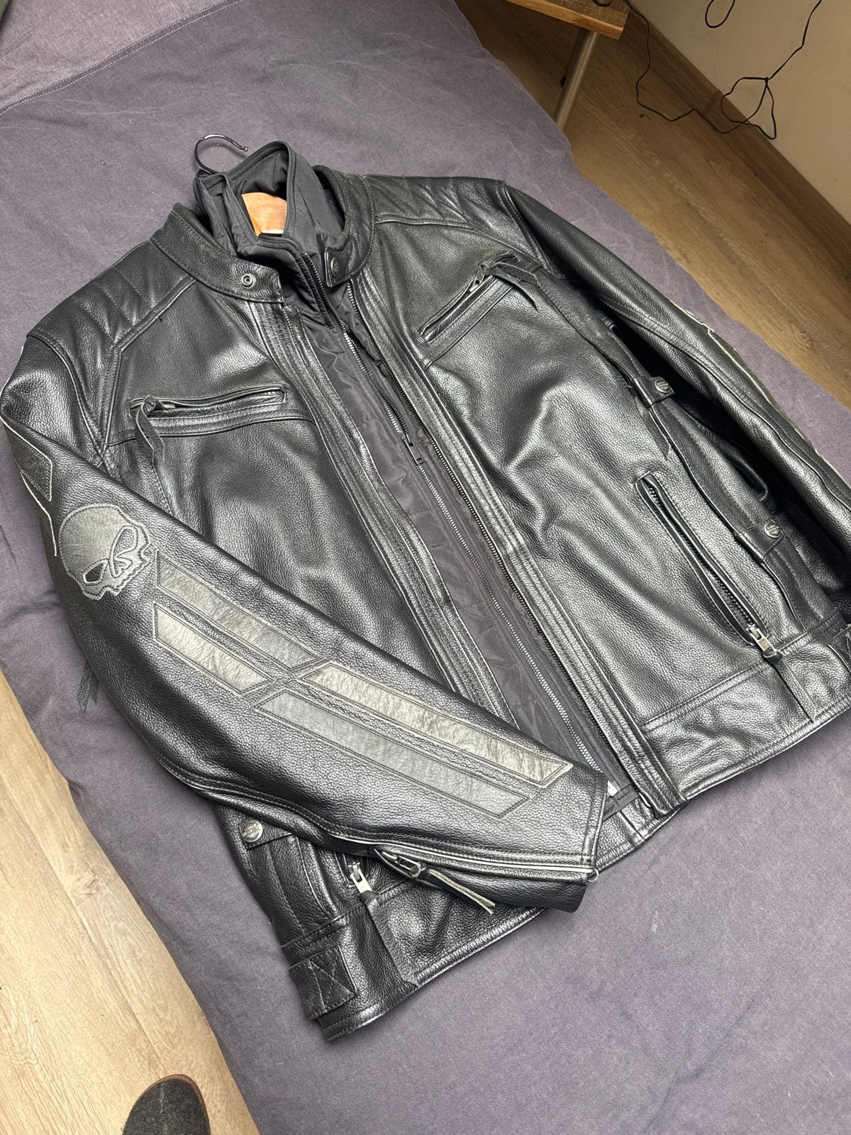 Harley-Davidson Leren Motorjas met Skull Design, Ophalen of Verzenden, Tweedehands, Heren, Jas | leer