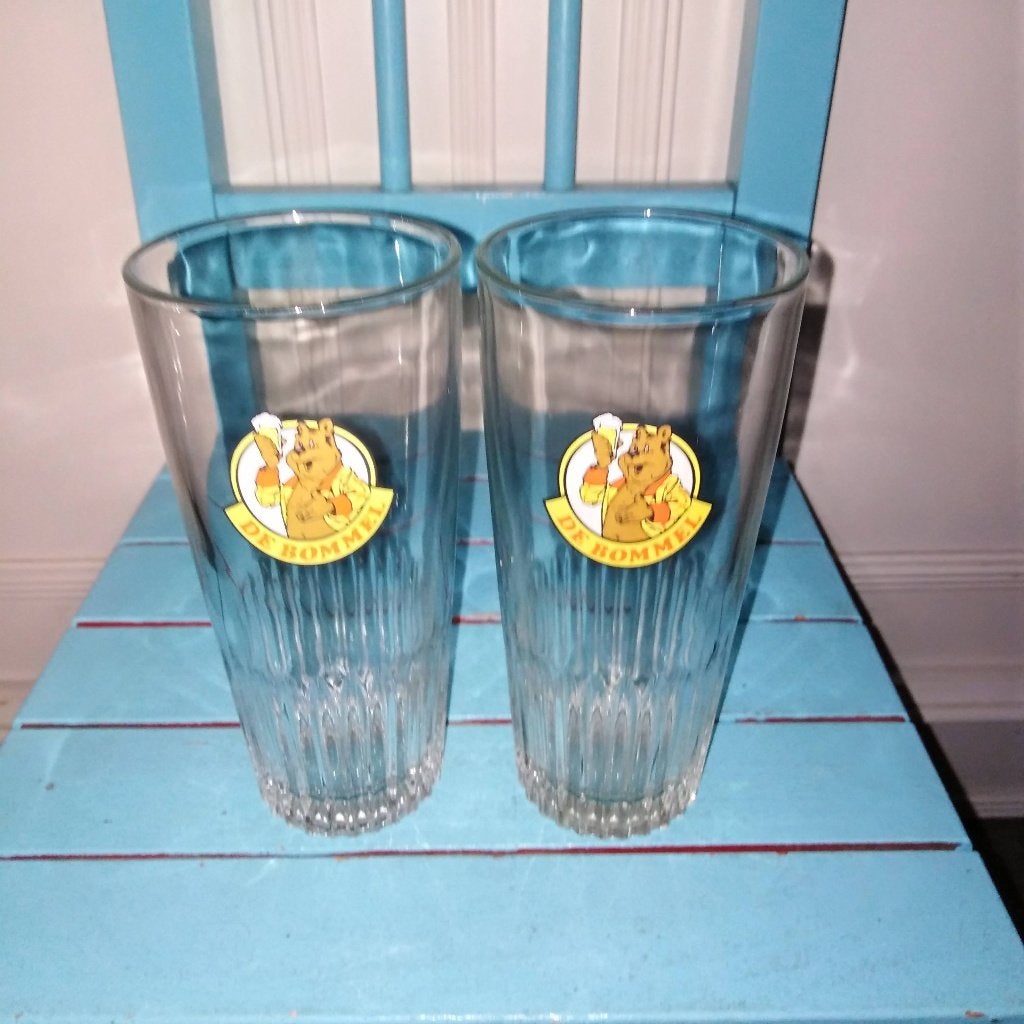 Cafe De Bommel glazen 2 stuks, Ophalen, Glas of Glazen, Gebruikt, Glas