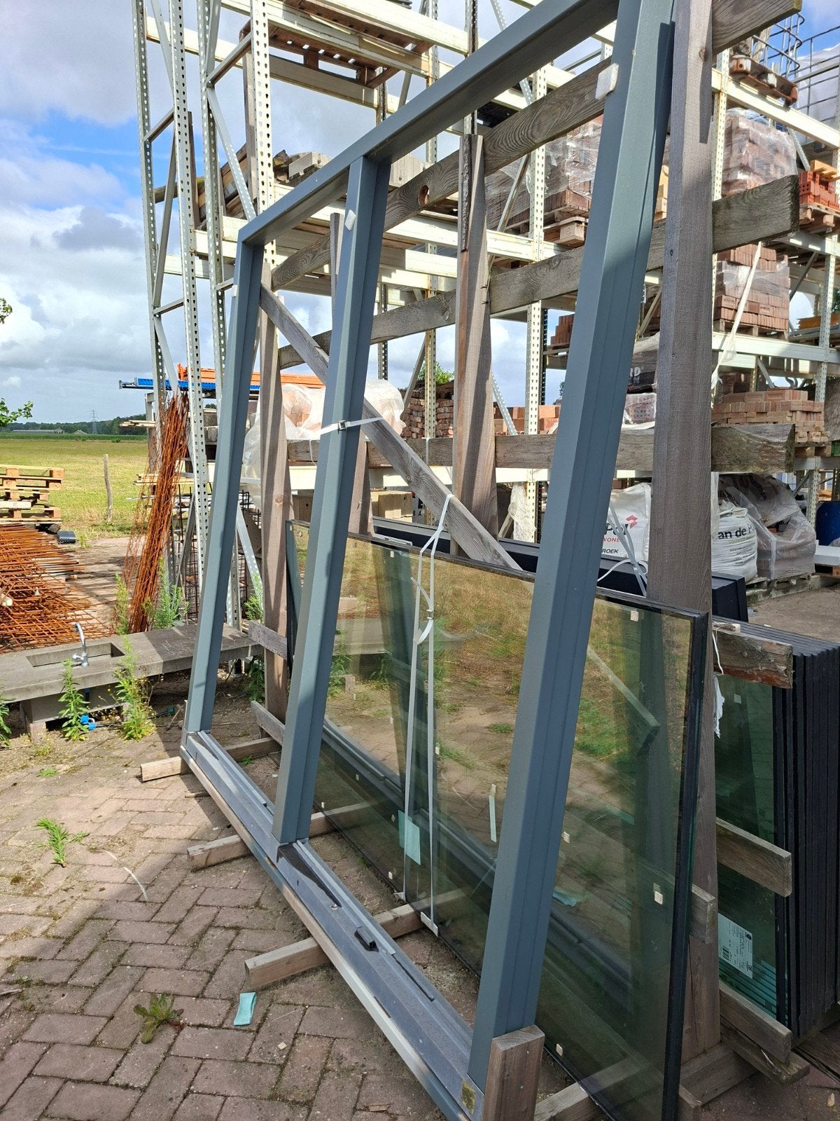 Te koop kozijn dubbel, Ophalen, Hout, 75 tot 150 cm, Raamkozijn