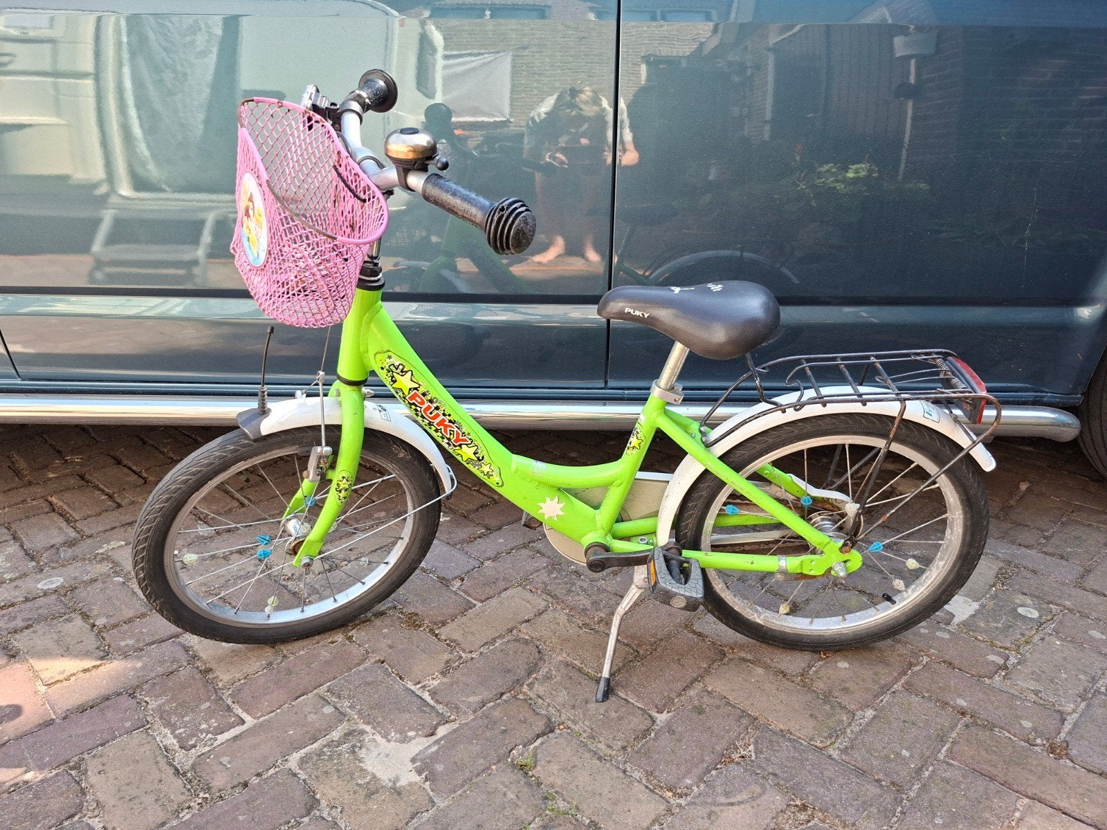 Gebruikte Puky kinderfiets, 16 inch - Groen, Fietsen en Brommers, Ophalen, Velgrem, Puky, 16 tot 20 inch