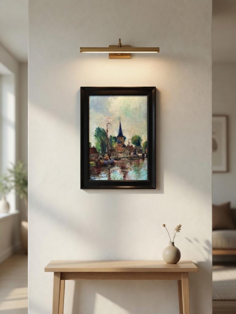 Impressionistisch dorpsgezicht Warten, olieverf op board, Ophalen of Verzenden