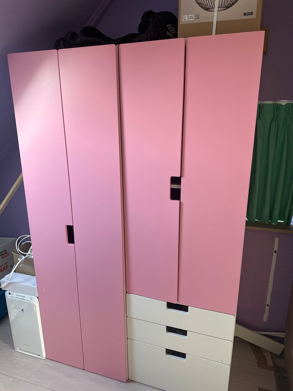 Roze IKEA Kast met planken en hanggedeelte, Ophalen, Gebruikt, Met plank(en)