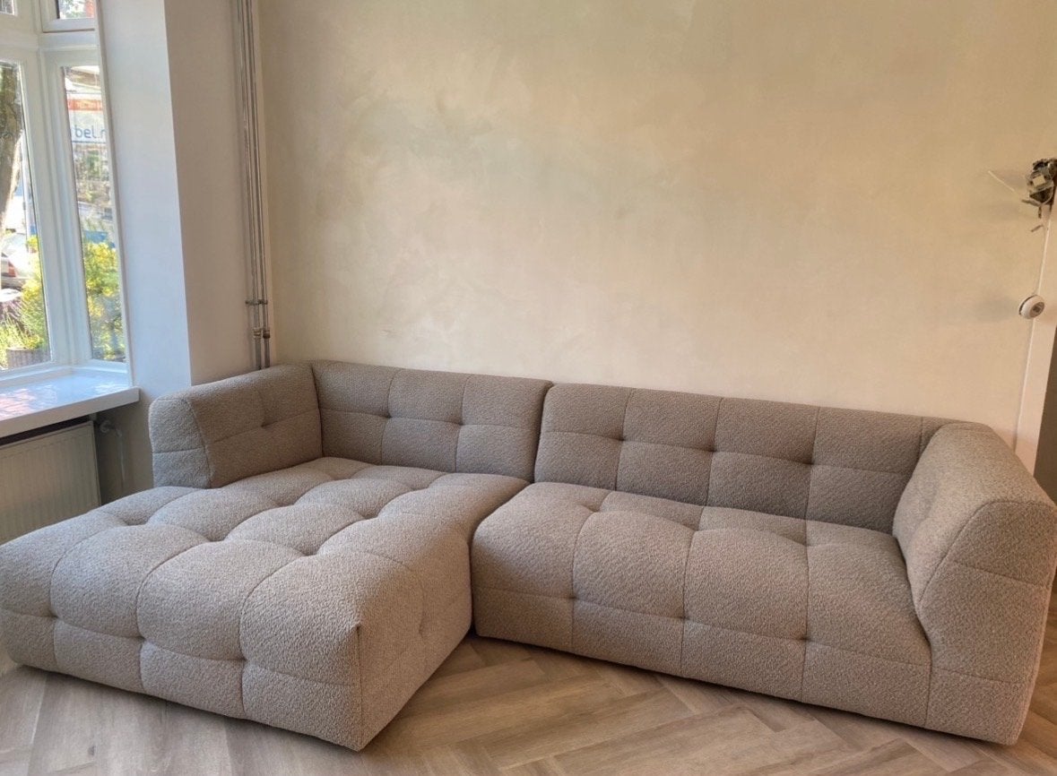 Moderne Hoekbank met Chaise Longue - Zo goed als nieuw, Ophalen, Zo goed als nieuw, Stof