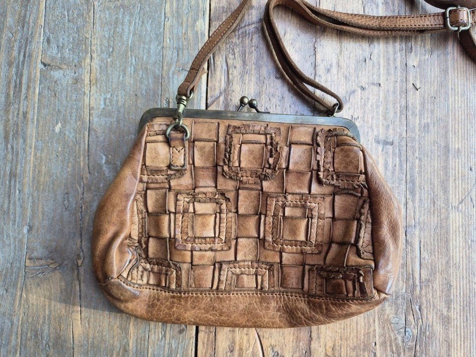 Bear Bags Leren Schoudertasje - Bruin, Ophalen of Verzenden, Gebruikt, Bruin, Schoudertasje