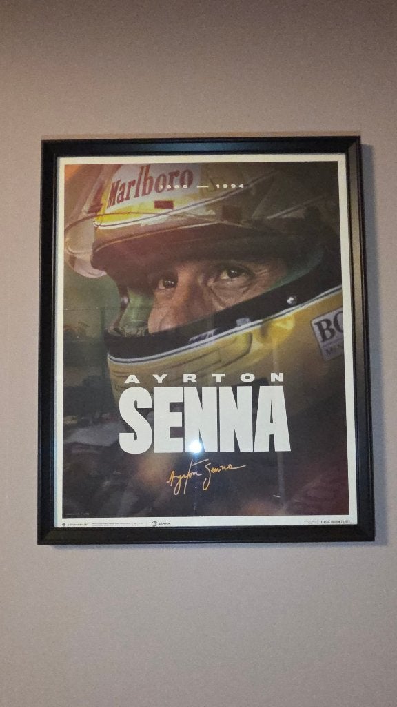 Automobilist Ayrton Senna Poster, Ophalen, Rechthoekig Staand, Met lijst, Zo goed als nieuw