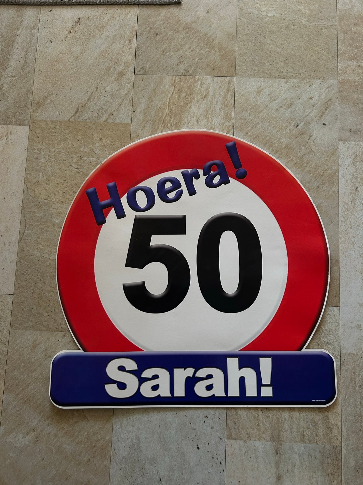Sarah 50 jaar bord - Hoera Sarah 50! Feestversiering, Ophalen, Gebruikt, Versiering, Abraham of Sarah