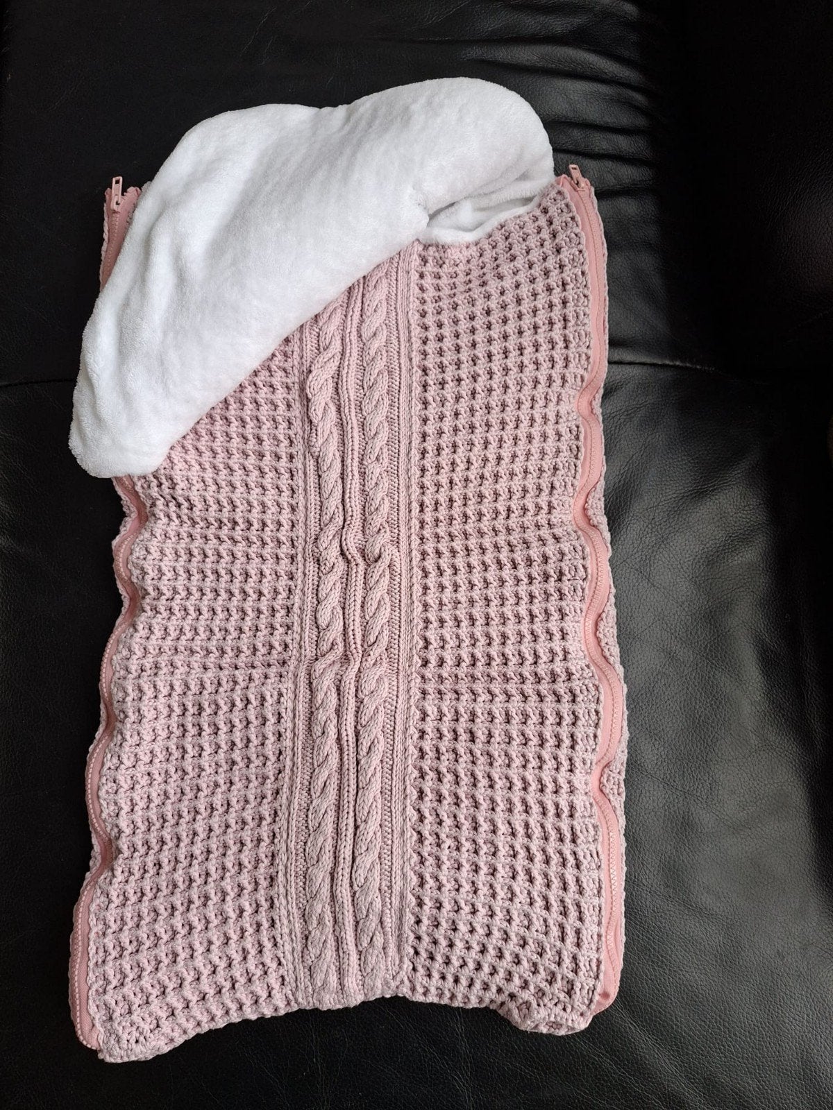 Roze gebreide baby wikkeldeken / slaapzak, Ophalen of Verzenden