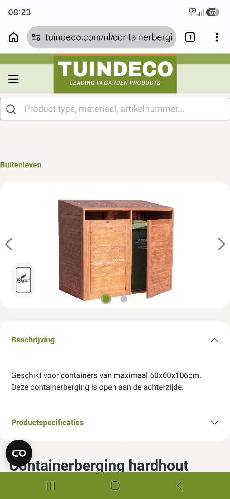 Luxe hardhouten container ombouw voor 2 containers, Ophalen, Nieuw