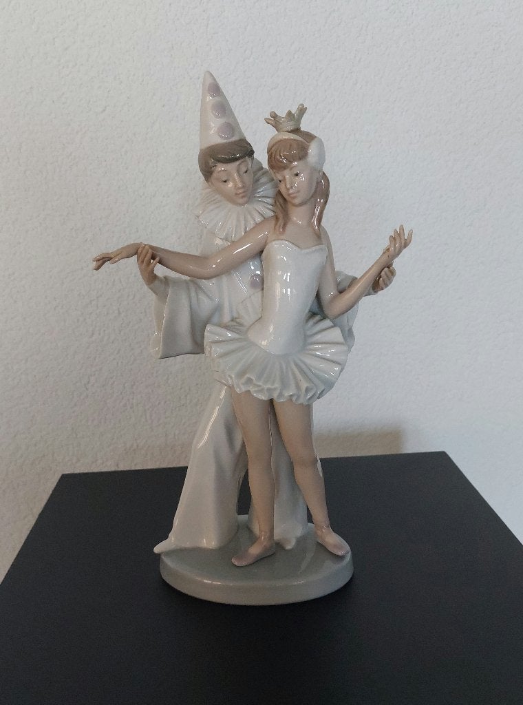 Porseleinen beeld  'Dansend Paar' - Pierrot en Ballerina, Ophalen, Gebruikt, Mens