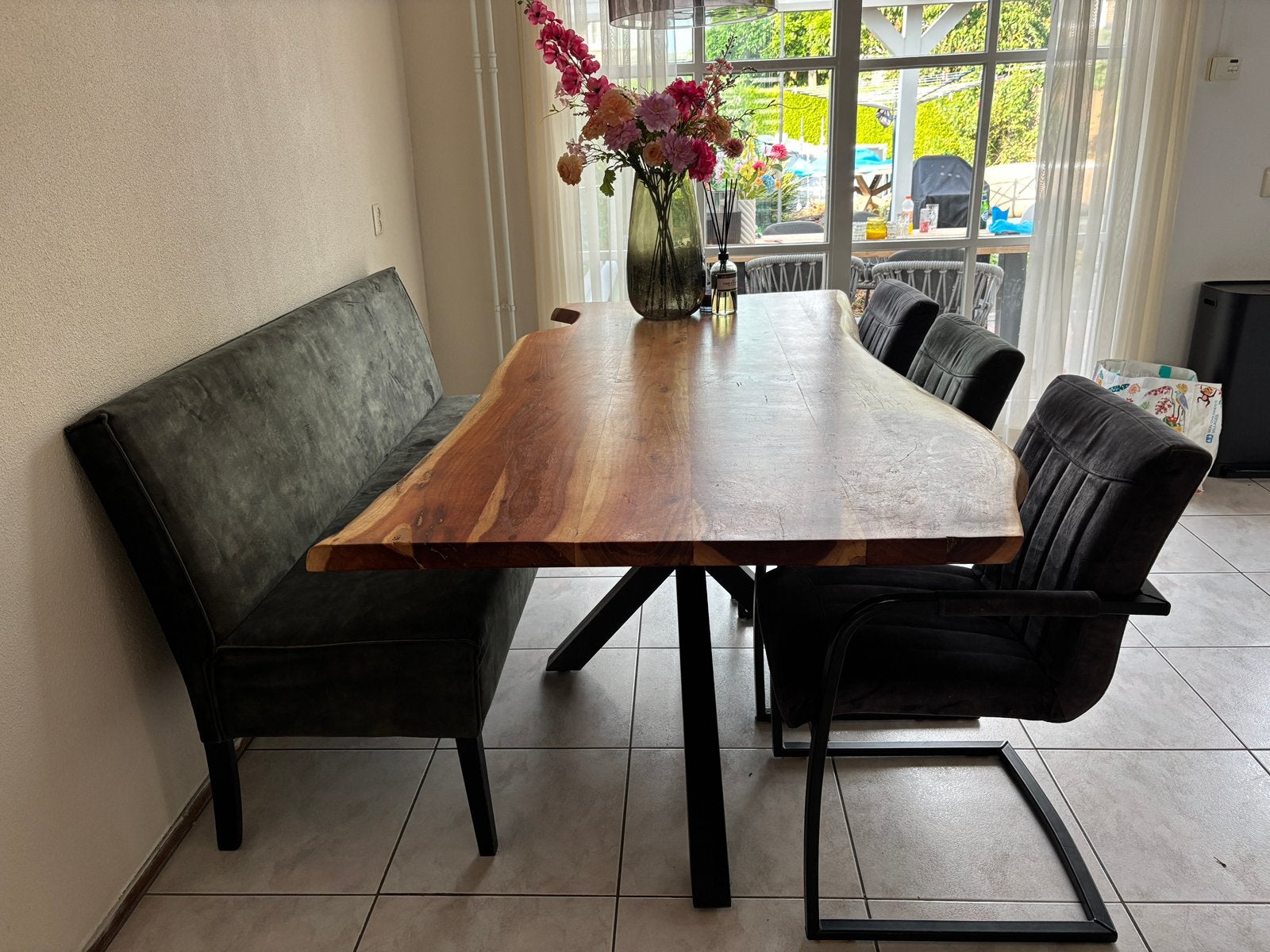 Eetkamer set, Ophalen, Zo goed als nieuw, Rond, 200 cm of meer