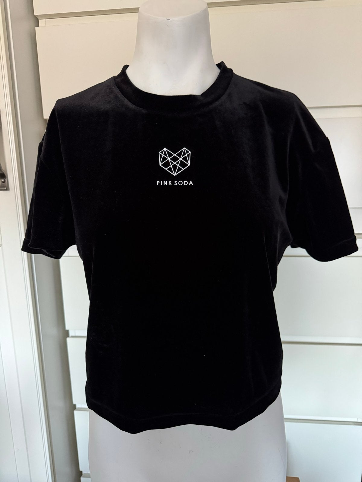 Pink Soda zwart fluwelen crop top maat M, Kleding | Dames, T-shirts, Zo goed als nieuw, Maat 38/40 (M), Zwart, Korte mouw, Ophalen of Verzenden