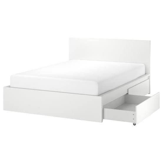IKEA Malm bedframe met LINDÅBEN lattenbodem wit, 160x200 cm, Ophalen, Modern, functioneel, Wit, Tweepersoons