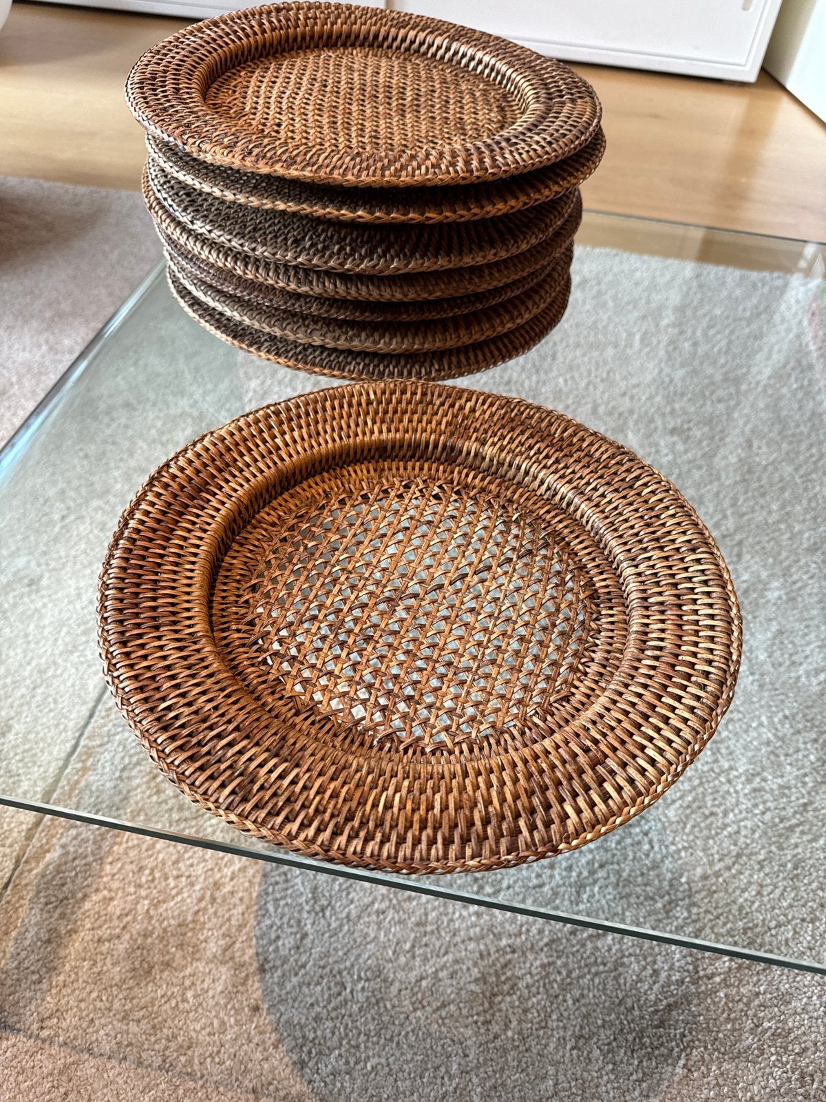 Rotan onderzetters / placemats (8 stuks), Overige materialen, Gebruikt, Ophalen of Verzenden, Landelijk/Boerenbont