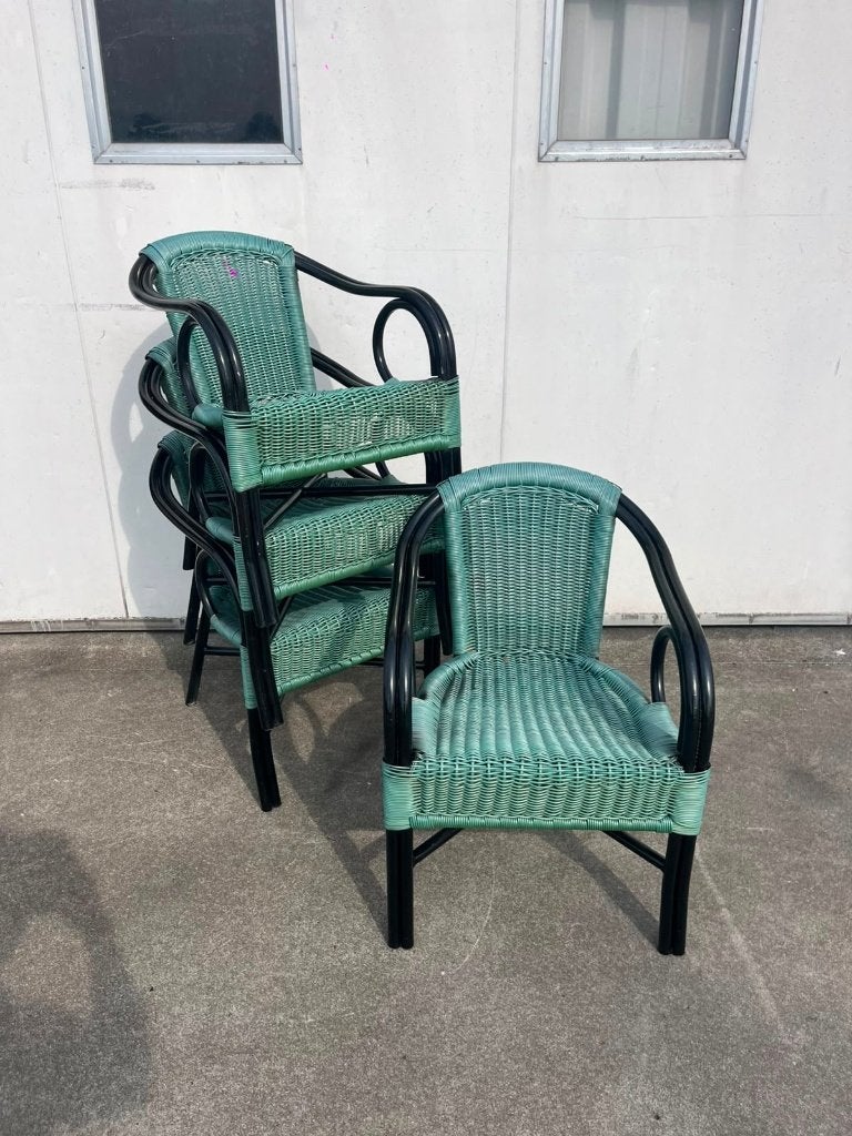 19 stuks Luxe horeca rotanlook terras stoelen Satteliet, Ophalen, Overige kleuren, Zo goed als nieuw, Kunststof