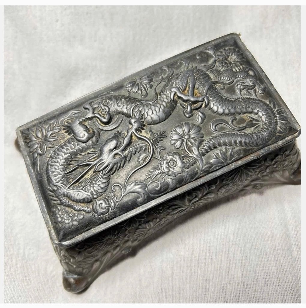 Heel oud antiek Japanse inktpot, mooi uitgesneden deksel, Antiek en Kunst, Ophalen of Verzenden
