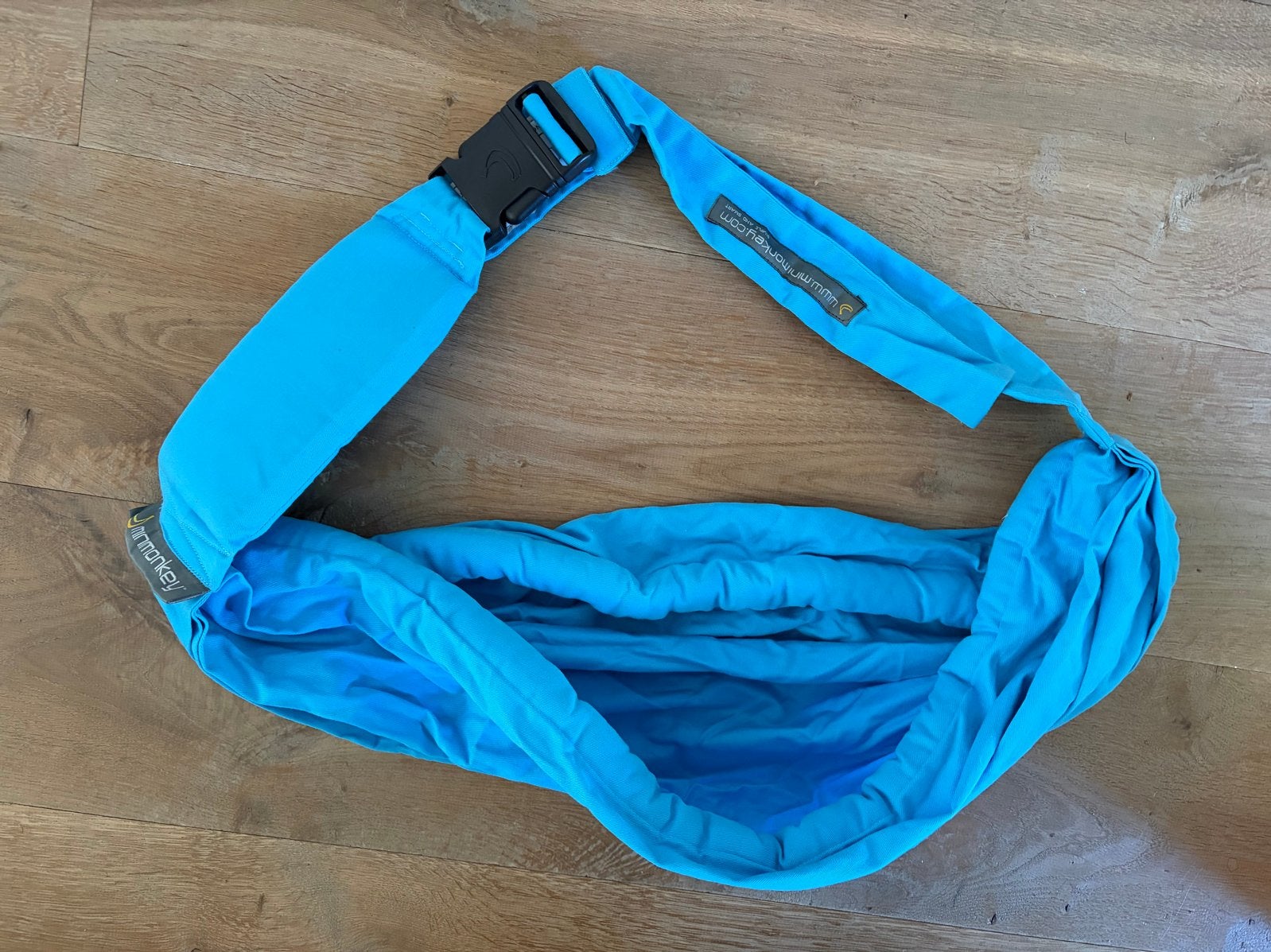 Minimonkey turquoise Sling 4-in-1 draagdoek/babydrager, Overige merken, Draagdoek, Ophalen of Verzenden, Zo goed als nieuw