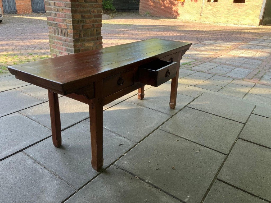 Teakhouten sitetable, Ophalen, 100 tot 150 cm, Teakhout, Zo goed als nieuw