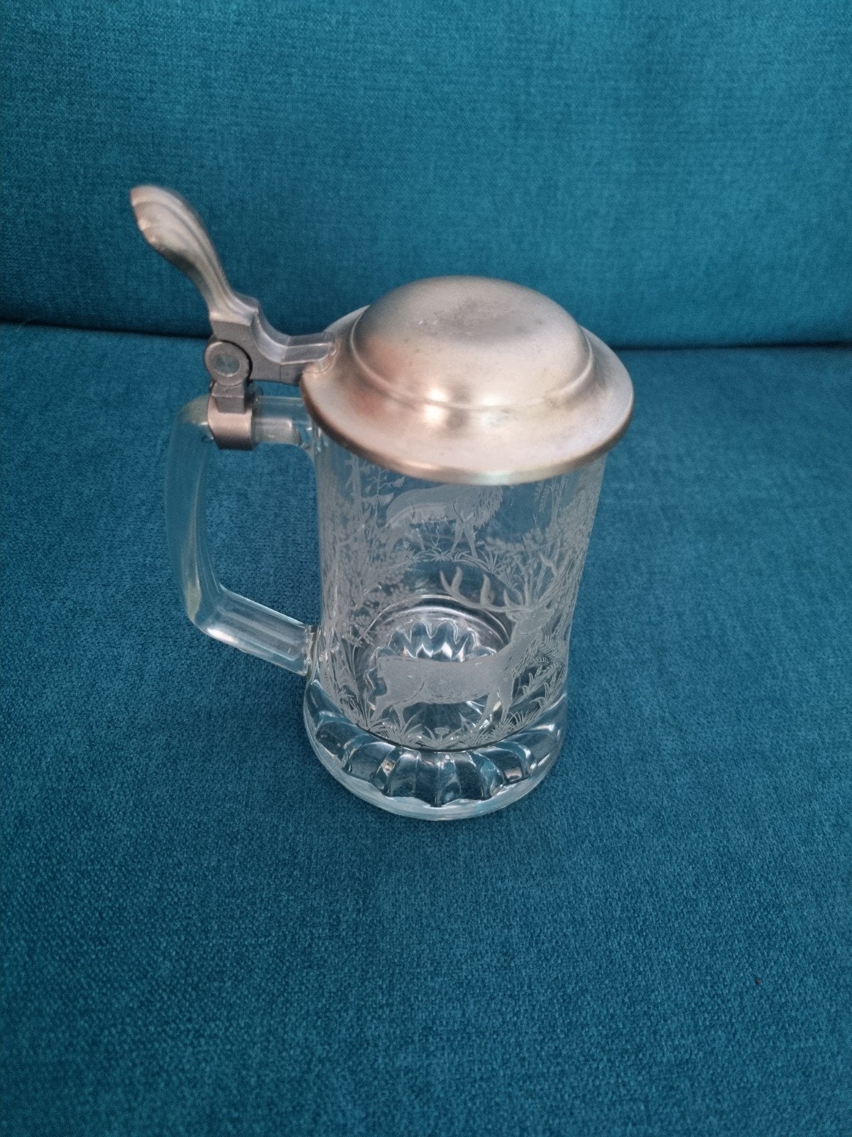 Vintage Duitse bierpul met tinnen deksel, Ophalen
