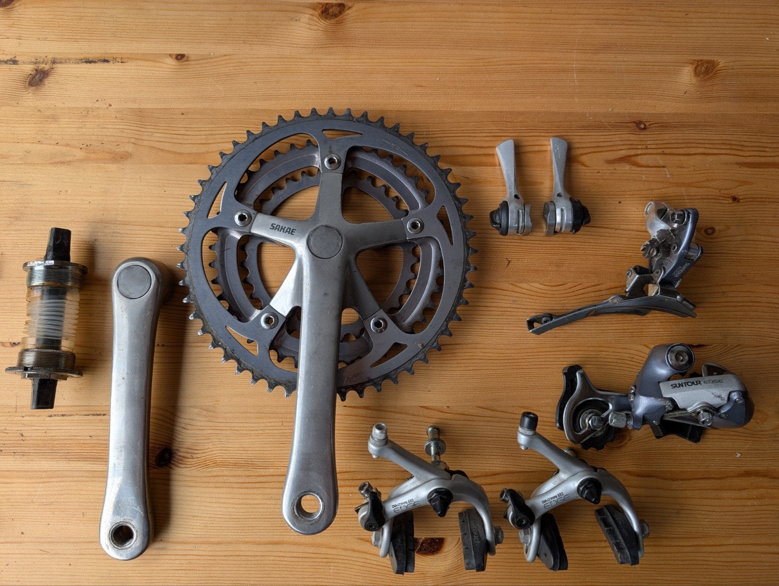 Suntour Dia Compe Edge 7 speed groepset, Fietsen en Brommers, Fietsonderdelen, Ophalen, Gebruikt, Racefiets, SR Suntour