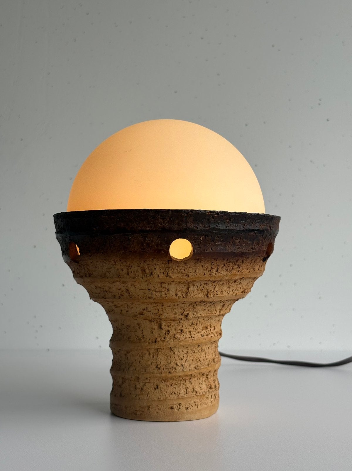 Vintage Brutalist keramische tafellamp Doria Leuchten stijl, Overige merken, Natuurlijk materiaal, Vintage, Meerkleurig