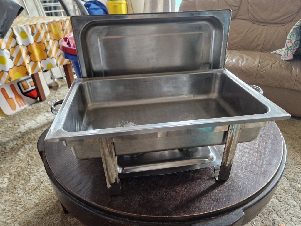 chafingdishes (warmhoudbakken) en toebehoren, Huis en Inrichting, Ophalen, Gebruikt, Overige typen, Rvs