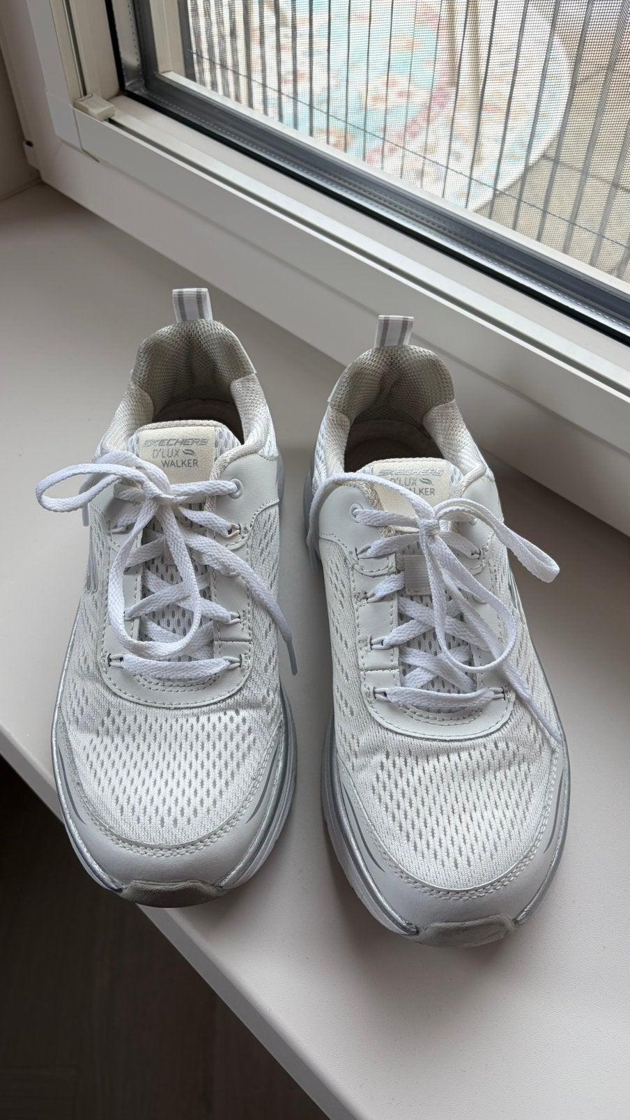 Skechers, wit met zilver, maat 38, vaste prijs € 35, Ophalen, Zo goed als nieuw, Wit, Sneakers of Gympen