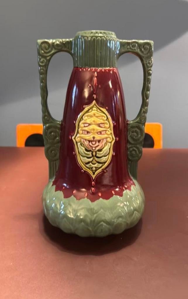 Vintage duitse Jugendstill geglazuurde keramiek vaas.563, Ophalen of Verzenden