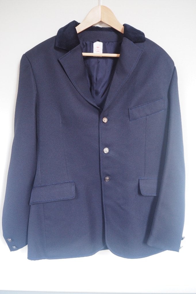 Wedstrijdjasje dressuur/springen, Dieren en Toebehoren, Paardrijkleding, Ophalen, Blauw, Overige merken, Zo goed als nieuw