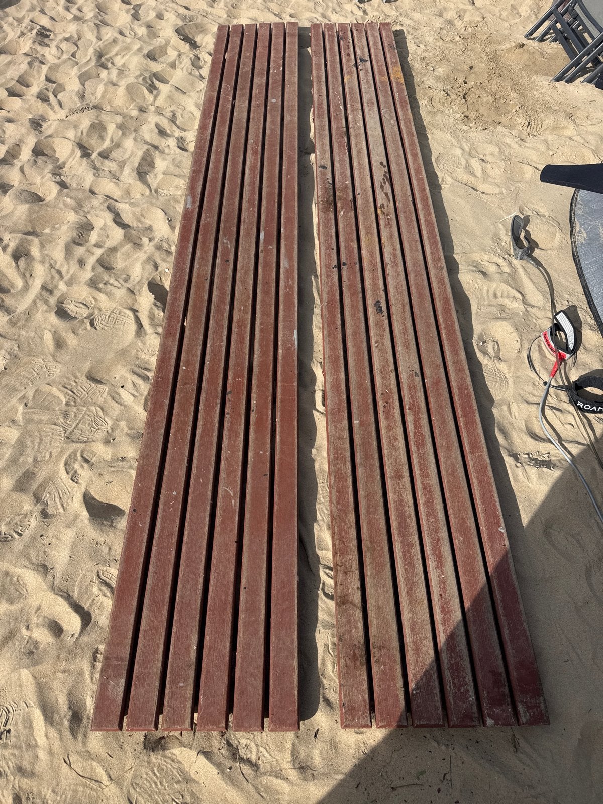 2 Hardhouten vlonders 47x356cm, Ophalen, Gebruikt, Hout