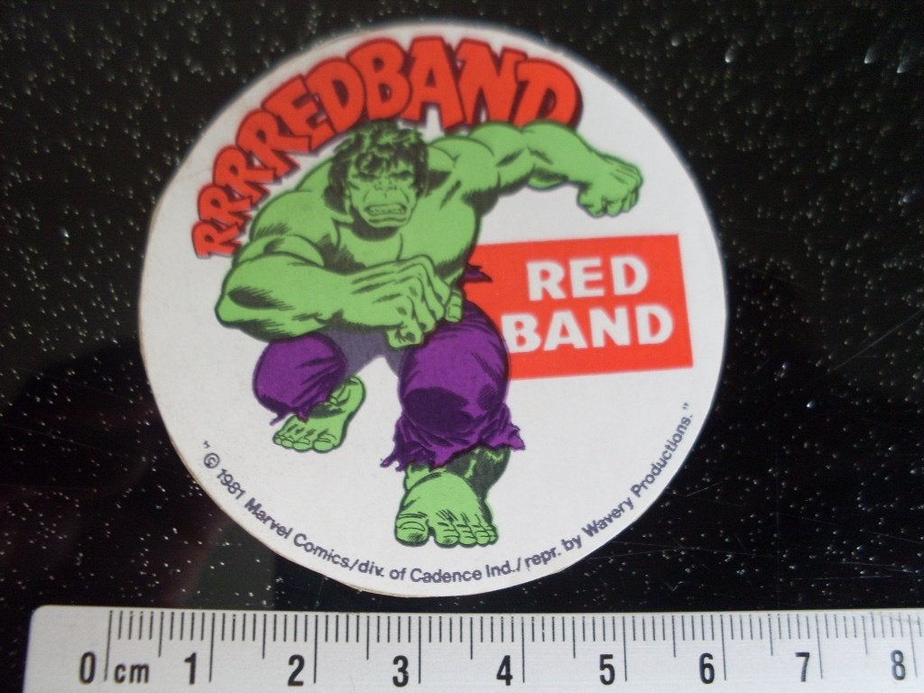 sticker red band logo de hulk 1981 marvel, Verzenden, Zo goed als nieuw, Merk