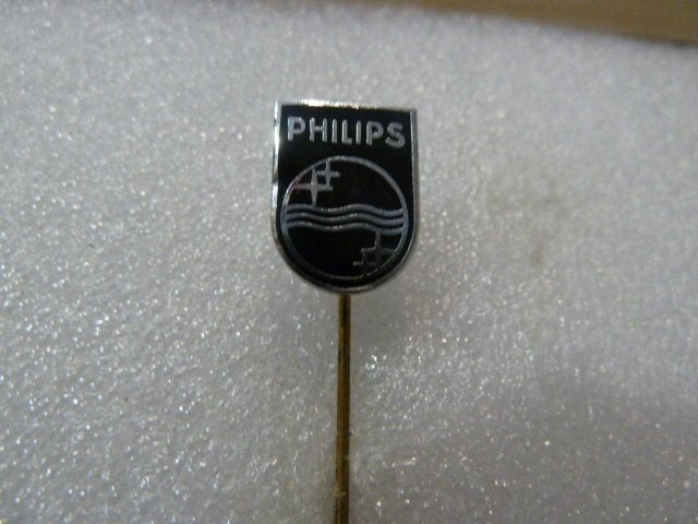Vintage Philips Speldje - Zwart met Zilveren Logo, Ophalen of Verzenden, Gebruikt, Merk, Speldje of Pin