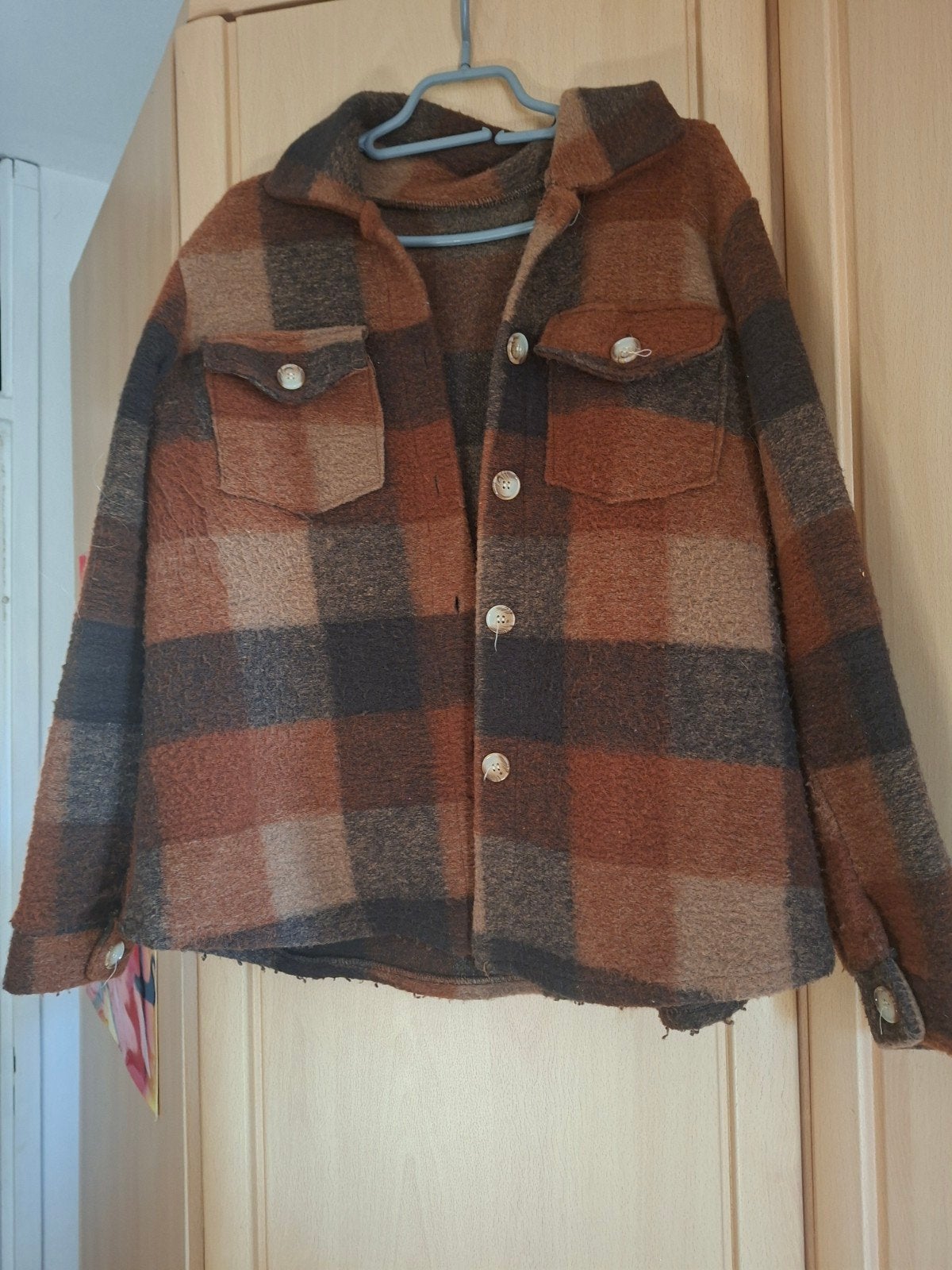 Bruin geruit tussenjas/vest van wolmix maat 42, Ophalen of Verzenden, Nieuw, Maat 42/44 (L), Bruin