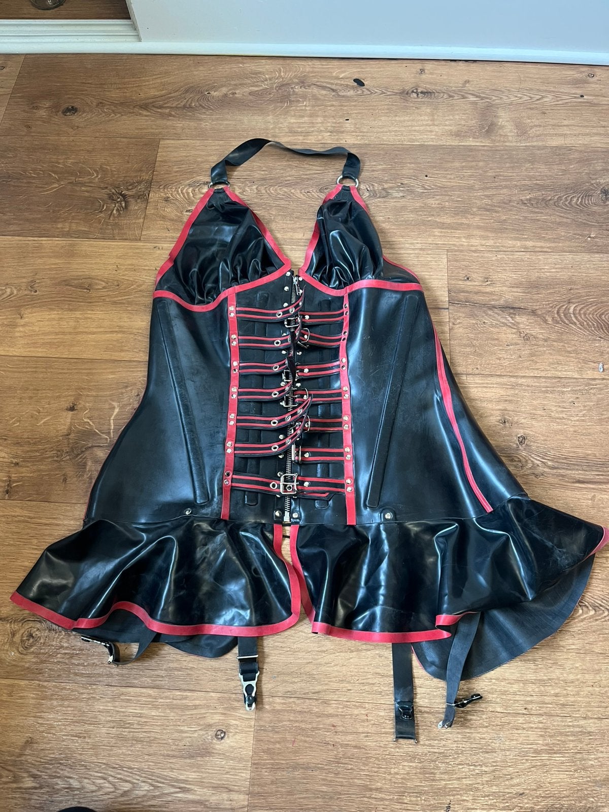 Latex leer rubber lingerie corset jurk demask kinky, Ophalen of Verzenden, Zwart, Body of Korset