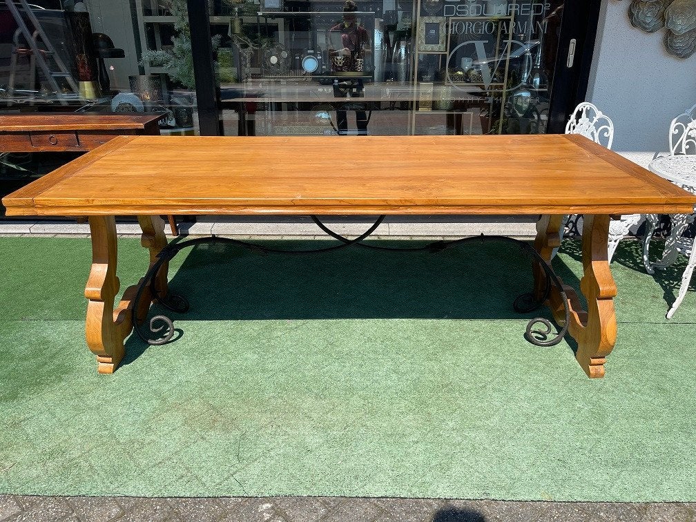 ZWARE SPAANSE EETTAFEL KLOOSTERTAFEL TAFEL SMEEDWERK Flamant, Ophalen