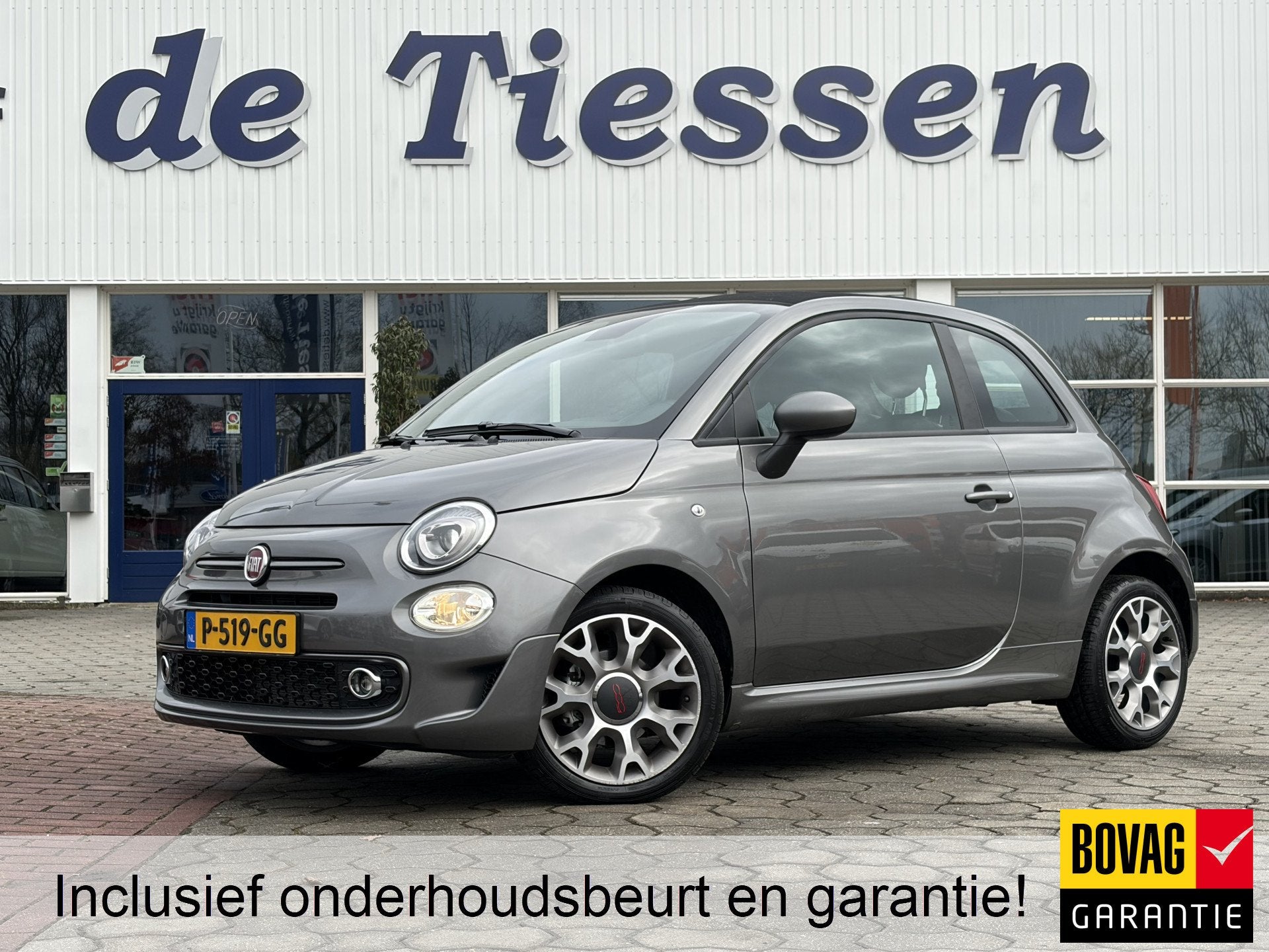 Fiat 500C 1.0 Cabrio Hybrid Cult PDC, Carplay, etc. Rijklaar, Auto's, Fiat, Zwart, 4 stoelen, Origineel Nederlands, Bedrijf