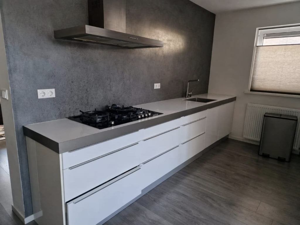 Moderne witte hoogglans dubbelwandige keuken GEDEMONTEERD, Wit, Dubbelwandige keuken, Ophalen of Verzenden, Kunststof