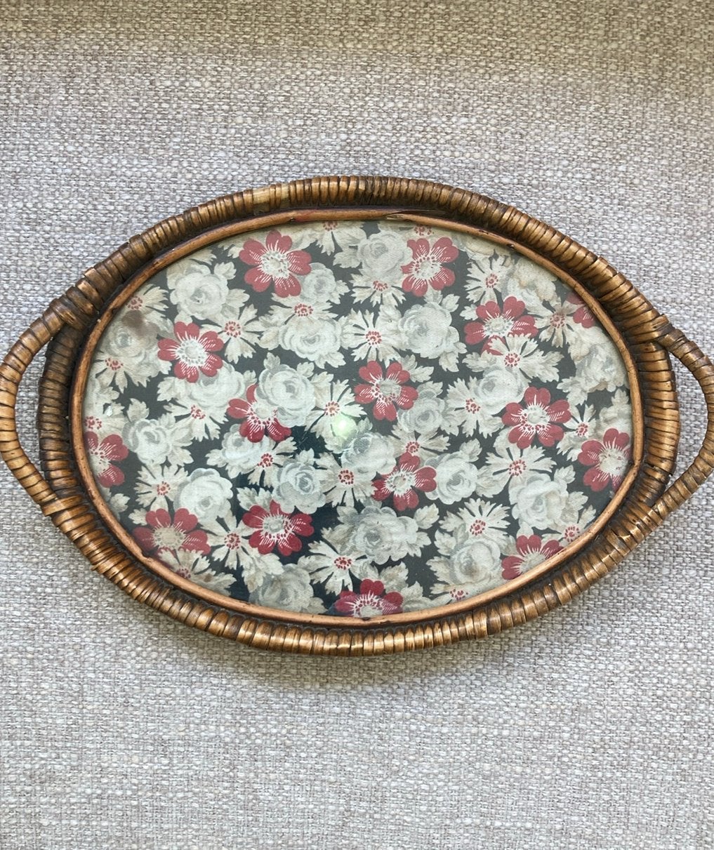 vintage ovaal rotan (of rieten) dienblad, Huis en Inrichting, Ophalen of Verzenden, Zo goed als nieuw, Ovaal, Overige materialen
