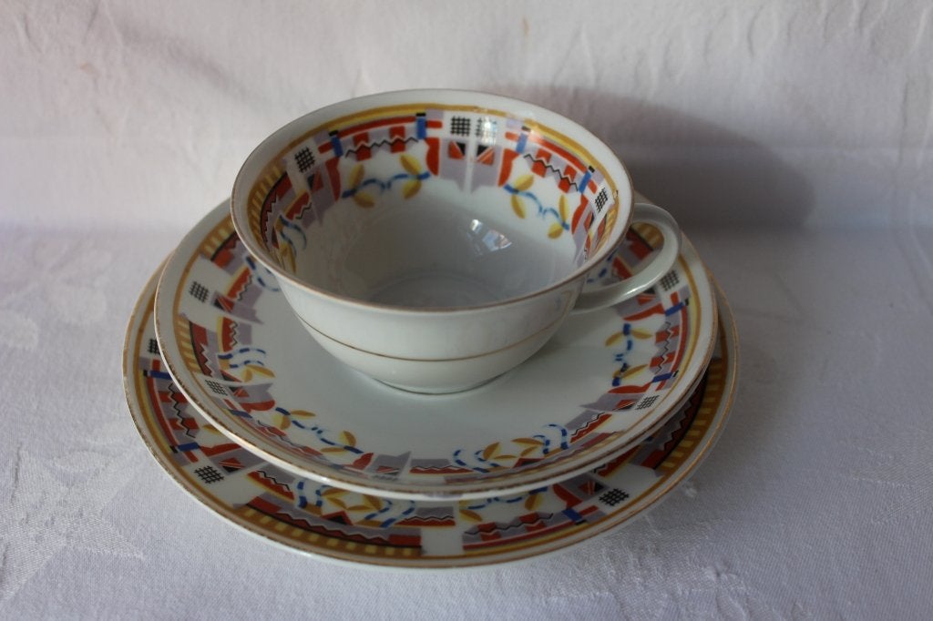 Antiek Art Deco porseleinen koffie set c 1927, Antiek en Kunst, Ophalen of Verzenden