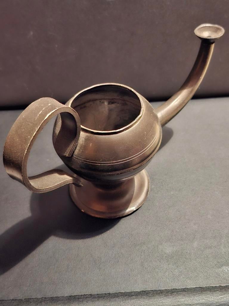 Tinnen olielamp antiek, Ophalen of Verzenden