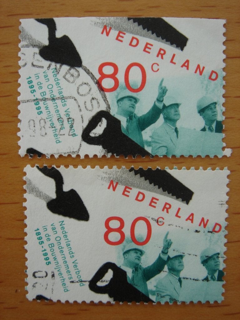 N.V.O.B. 1895 – 1995 2x NVPH 1638      Gestempeld, Postzegels en Munten, Postzegels | Nederland, Ophalen of Verzenden, Na 1940