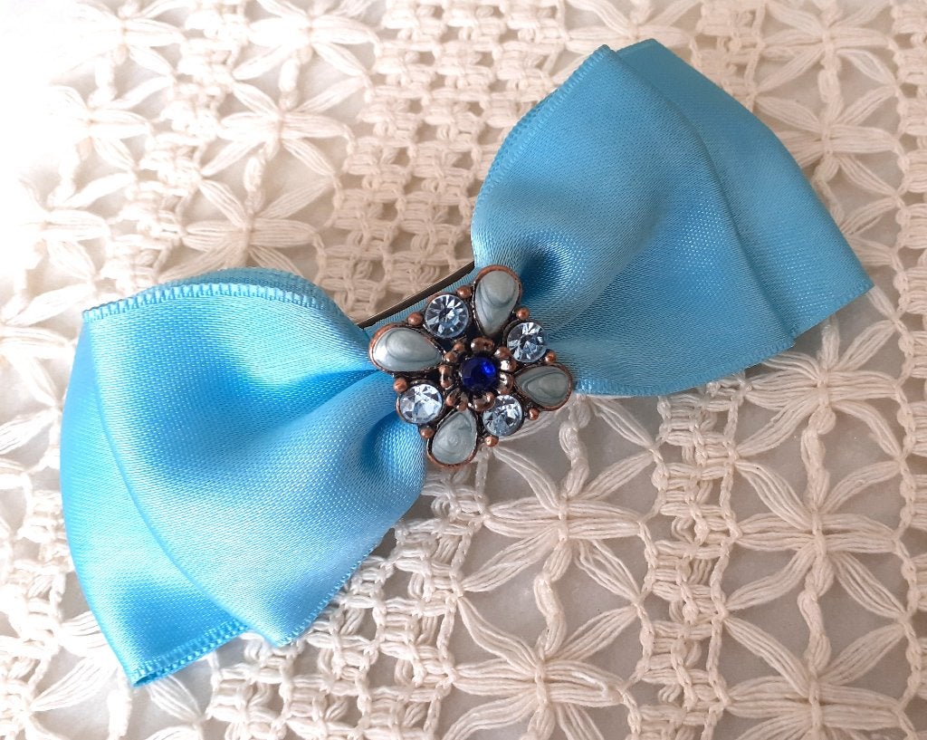 haarspeld vintage strik blauw met diamantjes, Ophalen of Verzenden, Nieuw, Haarspeld