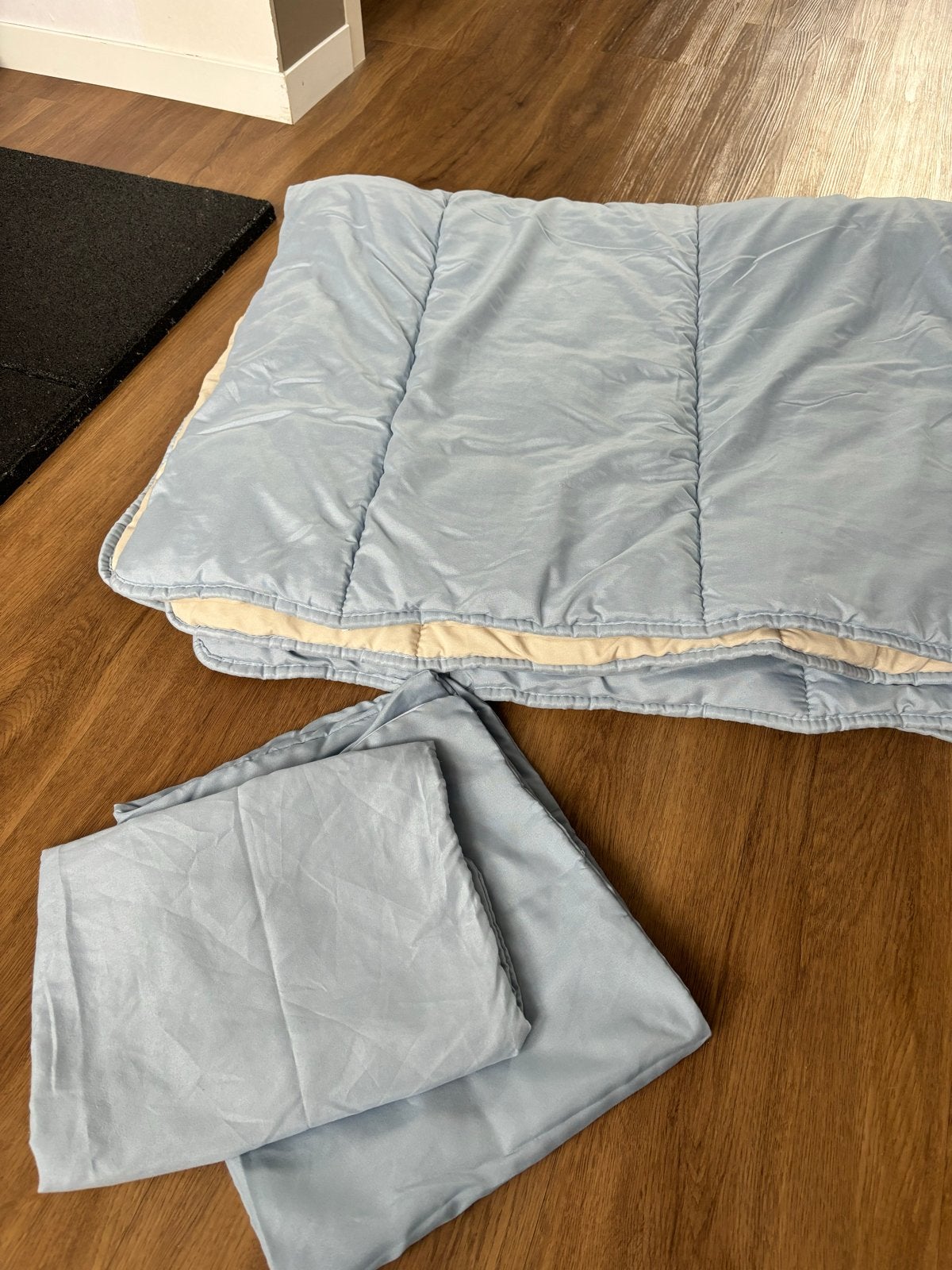 Zelesta eenpersoons deken met 2 kussenslopen blauw/beige, Huis en Inrichting, Ophalen, Gebruikt, Eenpersoons, Blauw