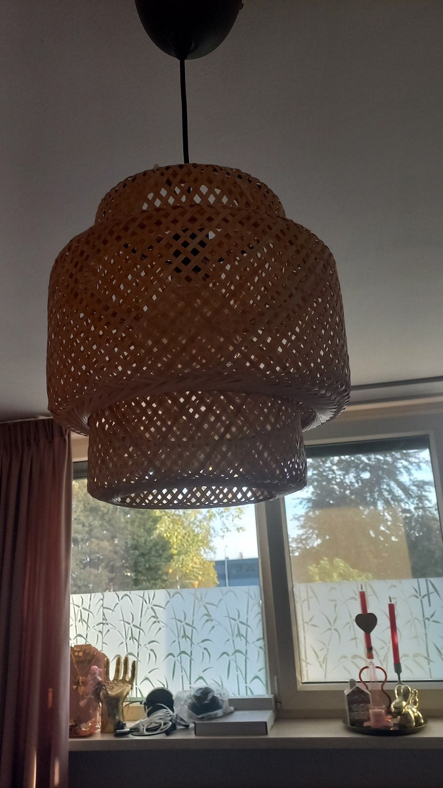 Rotan ikea hanglamp - Boheemse stijl, Ophalen, Gebruikt, Natuurlijk materiaal, E27 (groot)