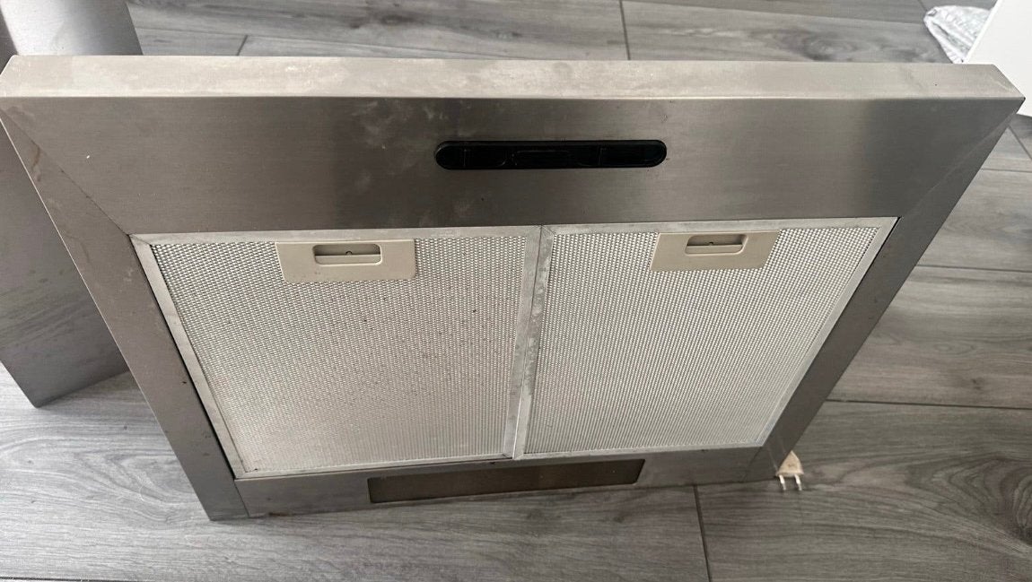 RVS afzuigkap met schouw - 60 cm breed, Ophalen, Gebruikt, Onderbouw afzuigkap, Inbouw