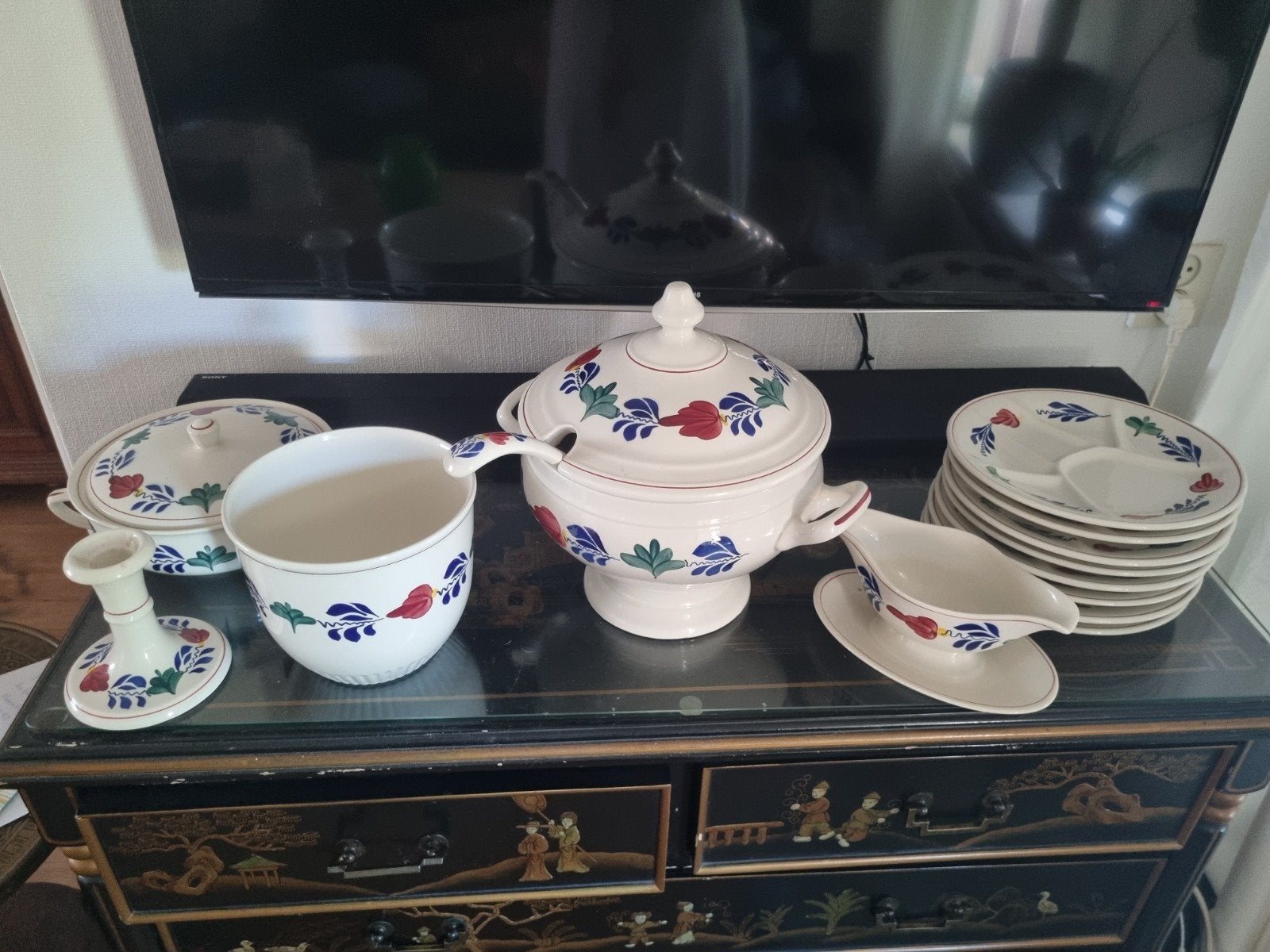 Boch Frères 'Boerenbont' Servies Set - Handgeschilderd, Antiek en Kunst, Ophalen
