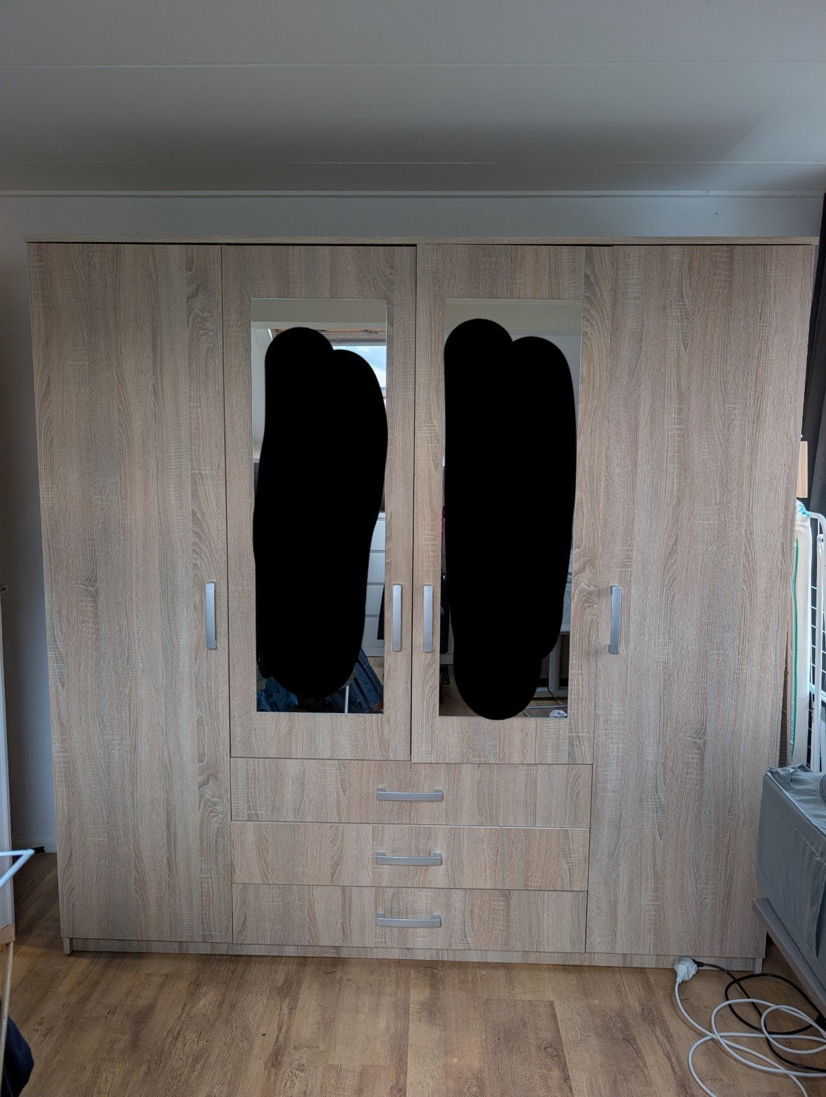 Jysk Kledingkast met spiegel en lades, Huis en Inrichting, Kasten | Kledingkasten, Ophalen, Gebruikt, 200 cm of meer, 150 tot 200 cm