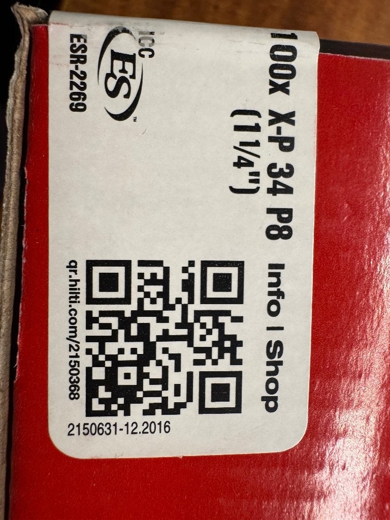 Hilti X-P 34 P8 (1 1/4") Bevestigingsnagels (100 stuks), Ophalen of Verzenden, Nieuw, Overige typen, Hilti