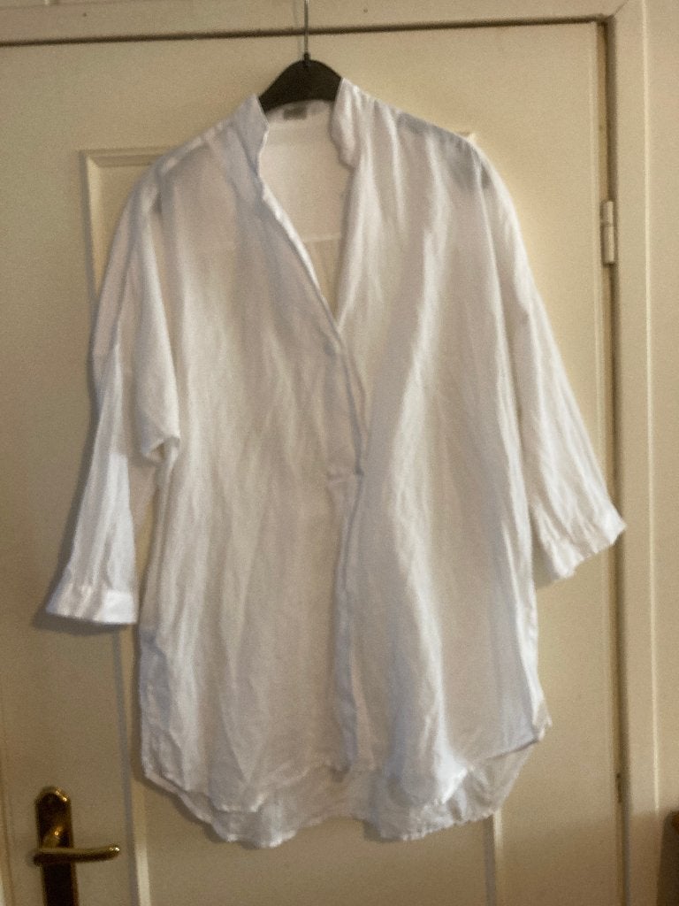 Zomerse witte ramie wijde blouse van Pauw, maat 3 / M/L, Verzenden, Wit, Maat 42/44 (L), Pauw