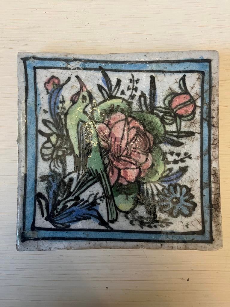 Tegel, Perziche Qajartegel, bloem / vogelmotief, Verzenden