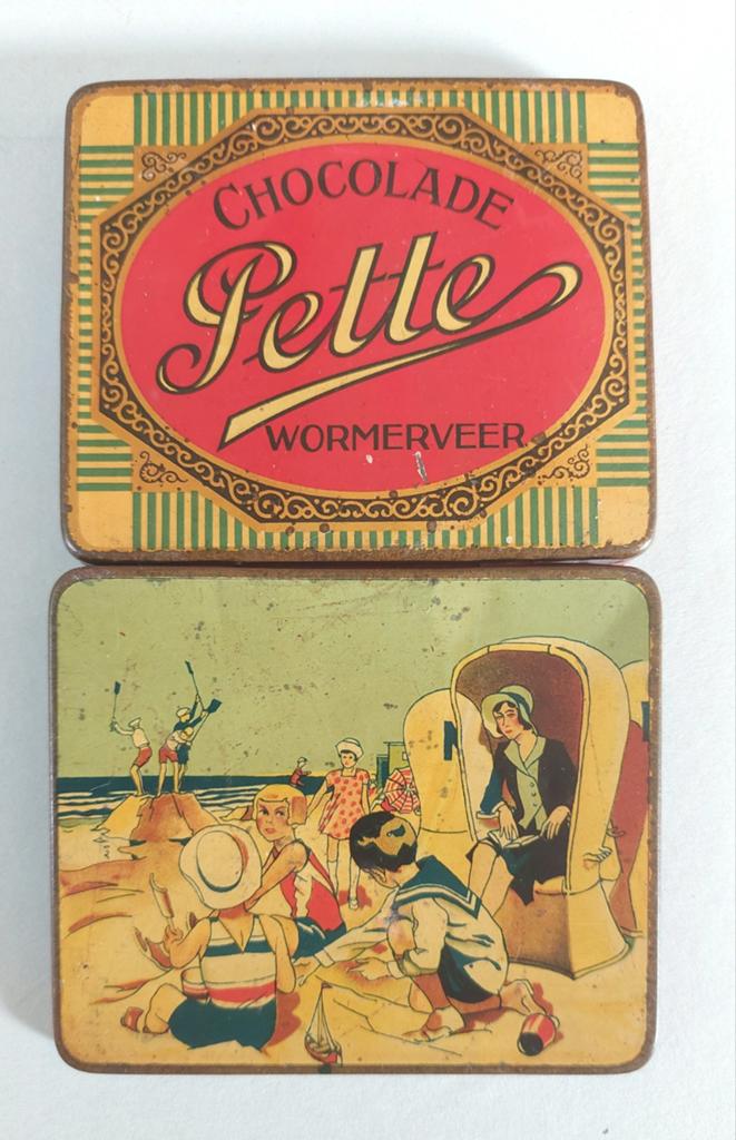 Pette Wormerveer Chocolade blikje reclame / monsterblikje, Ophalen of Verzenden, Gebruikt, Overige, Overige merken